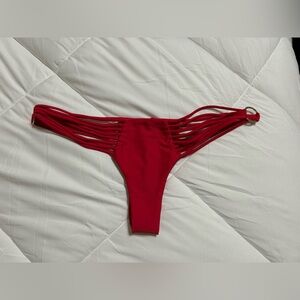Beach Bunny Bikini Bottoms String Hipster Hot Short Cheeky Red Medium